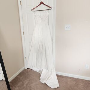 David's Bridal Pleated Strapless Wedding Dress Empire WaistSTYLE# WG3707Sz 10
